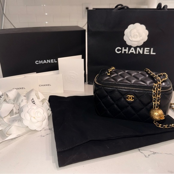 CHANEL Black Quilted Leather Mini Camera Crossbody with Gold Chain - Picture 2 of 6